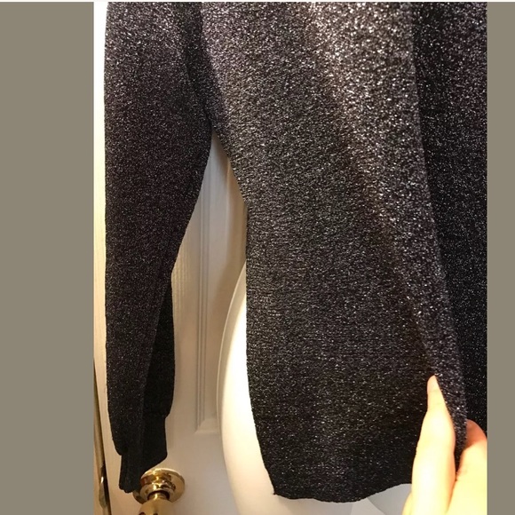 J.CREW Sparkle Side Slit Sweater Midnight Blue Crewneck Pullover Shimmer Knit - Picture 4 of 8